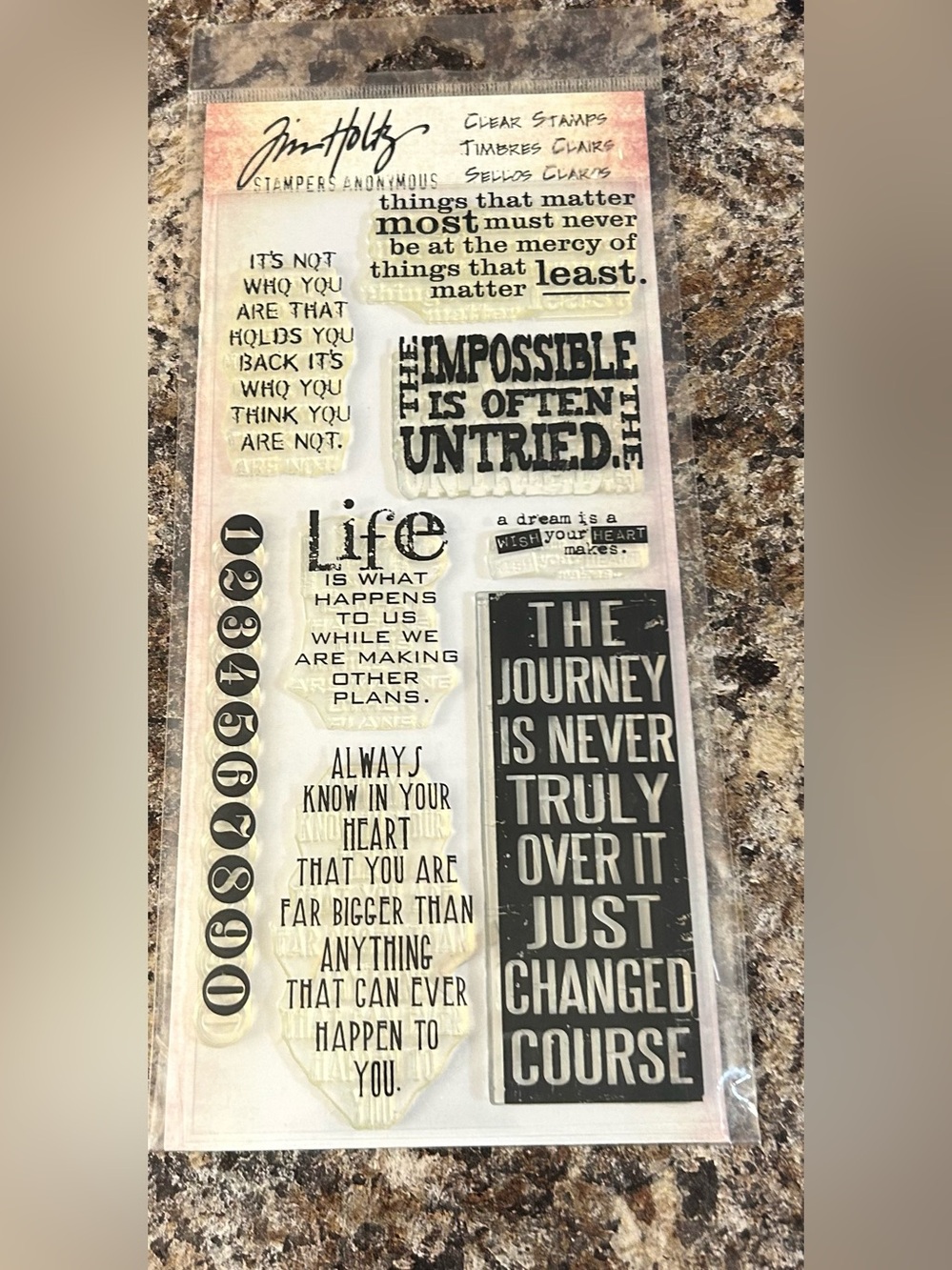 Tim Holtz stamps Inspirational Quote Clear Stamp Set - Black new